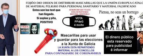 Las mascarillas de la Xunta de Galicia compradas a SIBUCU 360 S.L por orden directa de Feijóo aparecen como productos PELIGROSOS no autorizados para personal sanitario del coronavirus.