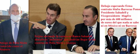 Entre los bancos que podrían estar blanqueando dinero de Pemex con Feijóo y Mar Sánchez Sierra del sexenio de Peña Nieto, una cuenta bancaria Sabadell gestor de su patrimonio personal.