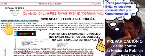 Ayuso favoreció a su hermano pero Feijóo realiza directamente actividades mercantiles ilegales en su vivienda-domicilio de A Coruña, Linares Rivas 35 - 5ª Izquierda.