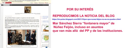 Mar Sánchez Sierra “fontanera mayor” de Núñez Feijóo, incluso en asuntos que van más allá del PP y de las instituciones.